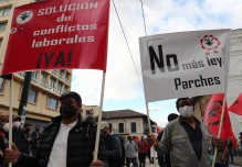 Sindicatos e indígenas realizaron la primera manifestación contra el gobierno de Guillermo Lasso